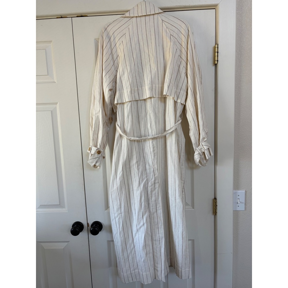Free People We The Free Melia Mac striped linen-blend duster trench coaT medium - Picture 8 of 9